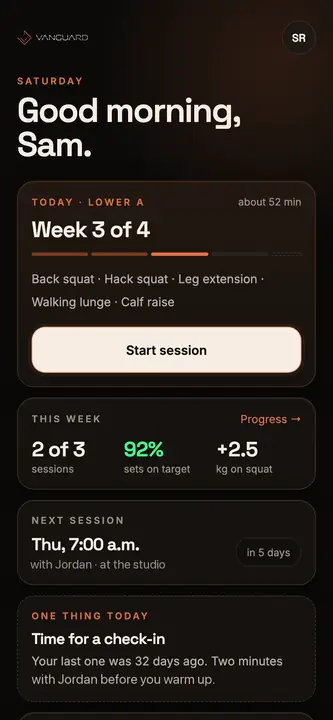 The Vanguard app, sample member